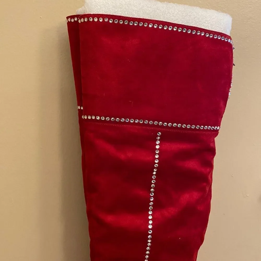 NWOT Jessica Simpson Women's Red Studded Pointed Toe Over Knee Boots Size: 9